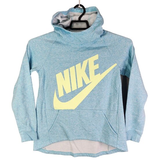 Girls Nike Blue Pullover Fleece Hoodie Sweatshirt Front Logo Long Sleeve Size XL - Picture 1 of 11